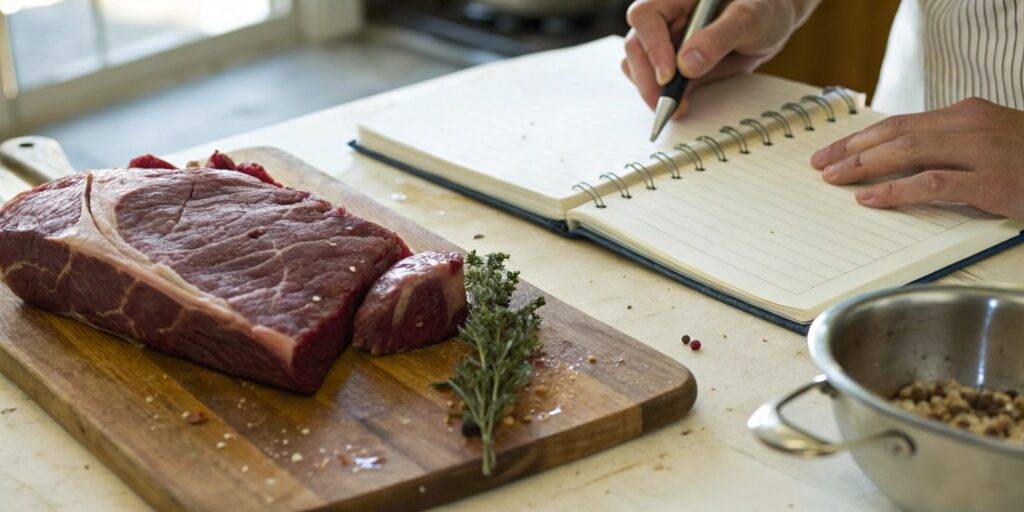 A checklist of dos and don'ts on a recipe notebook, providing cooking guidelines and tips