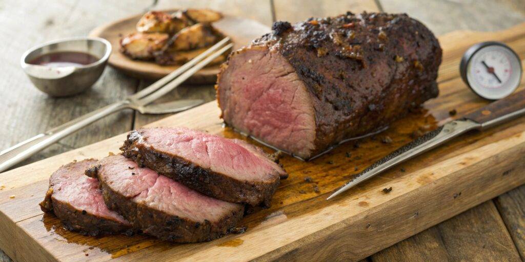 A visual comparison of venison cooked for different durations, showcasing variations in doneness and texture